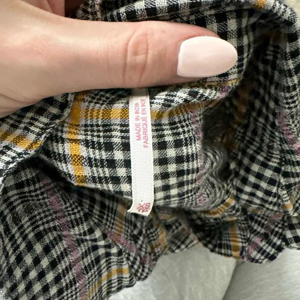 Free People Break My Stride Oversized Plaid Long Sleeve Button Up Shirt Size XS - Picture 4 of 4